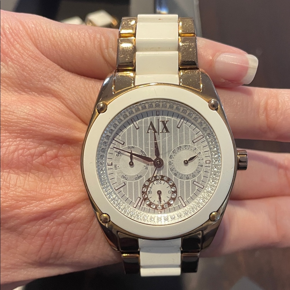 Armani Exchange Gold and White Timepiece - Picture 3 of 3